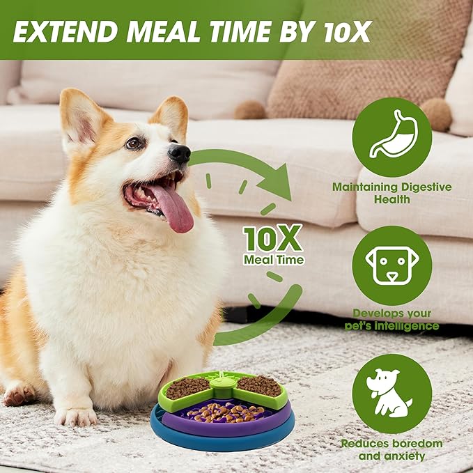 Petmiva Triple Maze Slow Feeder Bowl for Dogs & Cats – Anti-Gulping