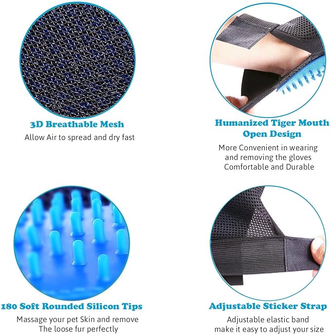 Petmiva WhisPaw 2-in-1 Deshedding Grooming Glove for Dogs & Cats