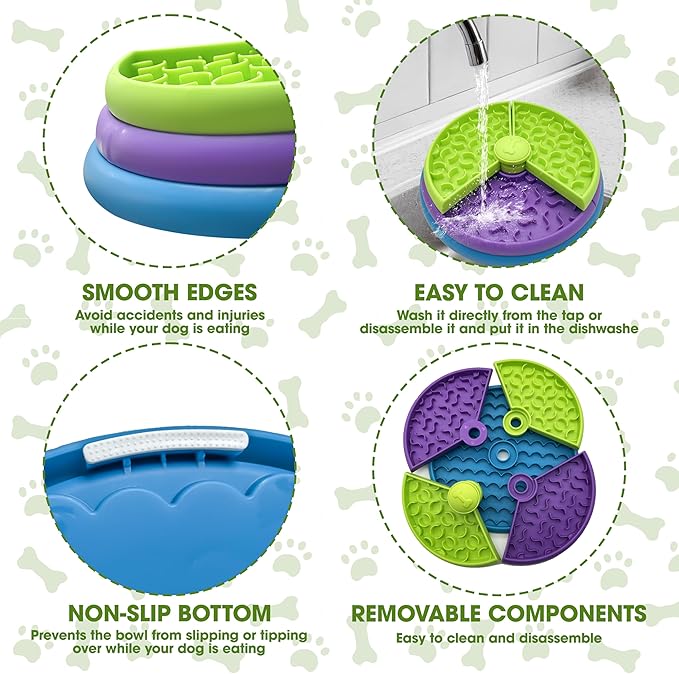 Petmiva Triple Maze Slow Feeder Bowl for Dogs & Cats – Anti-Gulping