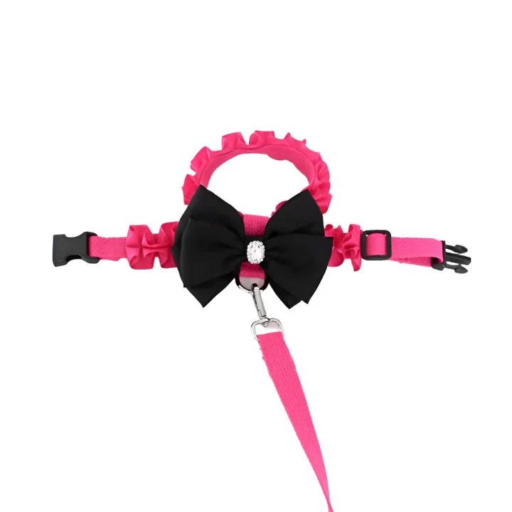 Pink Bow Harness for Dogs & Cats – Adjustable Vest